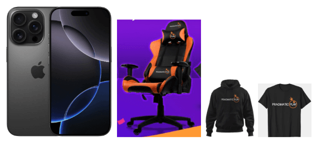 MEGA PRAGMATIC👑  GET THE HIGHEST MULTIPLIER AND WIN AN IPHONE 16 PRO 128GB + A PRAGMATIC CHAIR! 🏆 tournament graphic