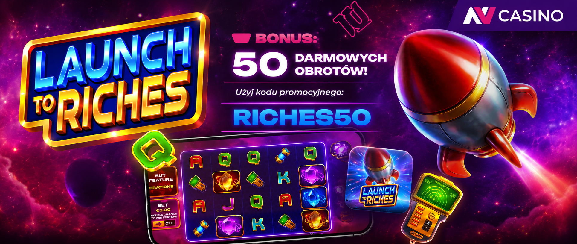 Free spiny NV Casino – 50 darmowych spinów (kod:RICHES50)
